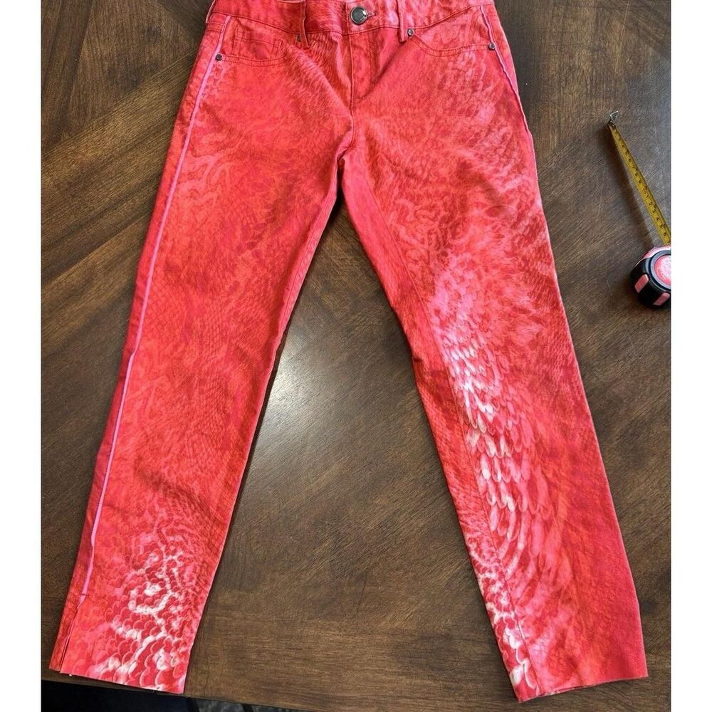 Elie Tahari Red Snakeskin Print Women's Jeans